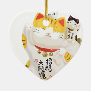 Japansk lucky Cat Julgransprydnad Keramik