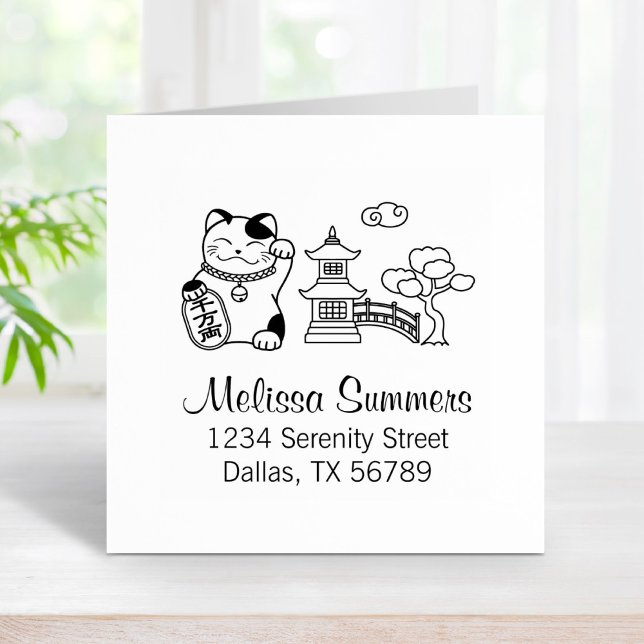 Japansk lucky Cat, Maneki Neko Adress 2 Stämpel (Skapare uppladdad)