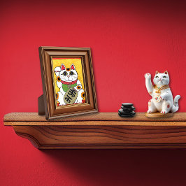Japansk Lucky Cat Maneki Neko Folk Art Poster