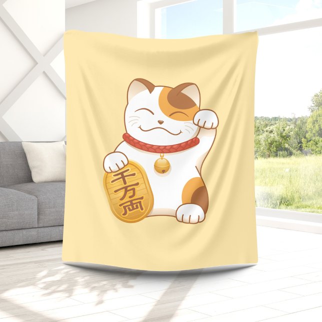 Japansk Lucky Cat, Maneki Neko Tur Bra Fortune Fleecefilt (Skapare uppladdad)