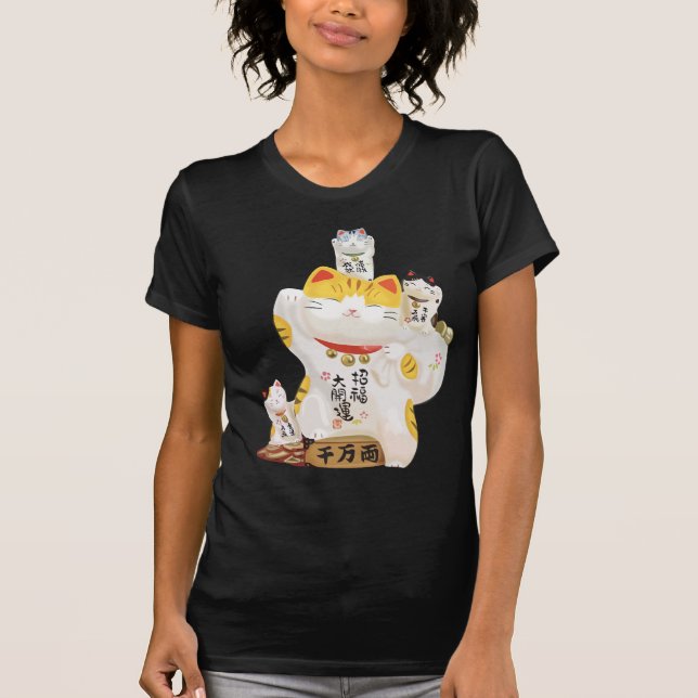 Japansk lucky Cat Tee Shirt (Framsida)