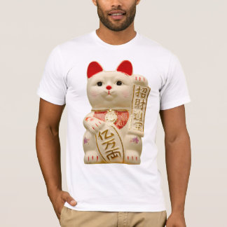 Japansk lycka till för lycklig katt som vinkar t-shirt