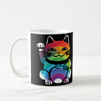 Japansk Lycka till-katt med regnbåge Kaffemugg