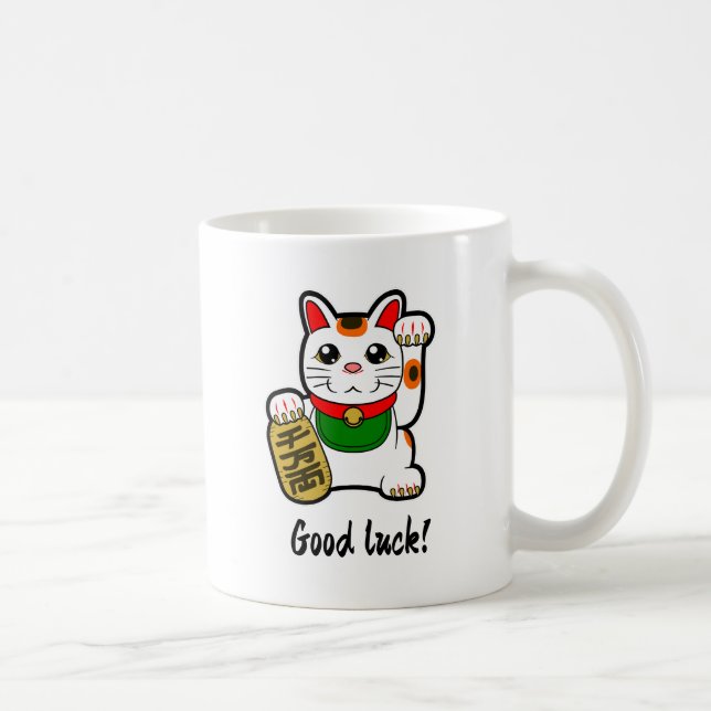 Japansk lycklig katt "Lycka till" Kaffemugg (Höger)