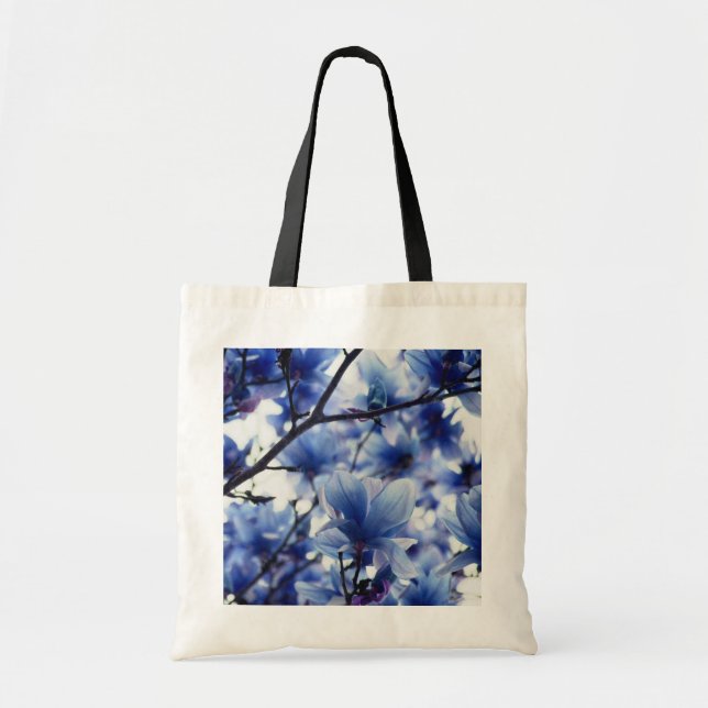 Japansk Magnolia Blue Blommigt Bag Tygkasse (Framsidan)