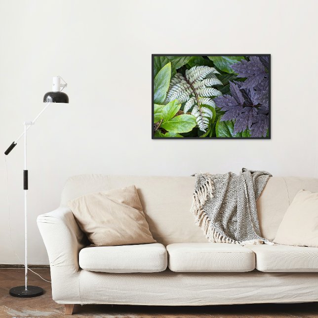 Japansk Målad Ormbunke och Botanisk Lövverk Fototryck (In Situ Framed)