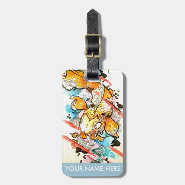 Japansk målning för konst för Koi fiskvattenfärg Bagagebricka (Vertikal Framsida)