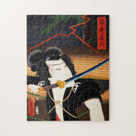 Japansk man med katana i munnen pussel