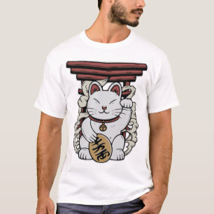 Japansk Maneki-Neko Lucky Cat T Shirt