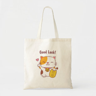 Japansk Maneki Neko Lyckokatt Klotter Tygkasse