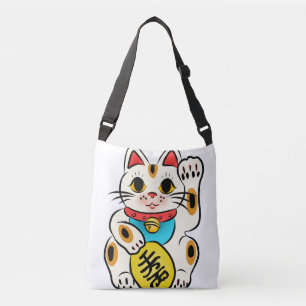 Japansk maneki neko turkatt axelväska