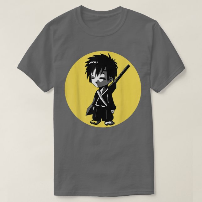 Japansk Manga Anime Samurai Warrior Boy Gult Su T Shirt (Design framsida)