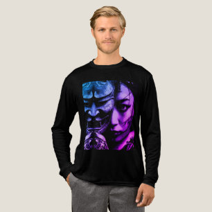 Japansk maskerad kvinna mörk tatuering realism por t shirt