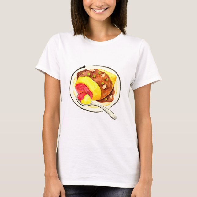 Japansk mat. Omelett-ris. T Shirt (Framsida)