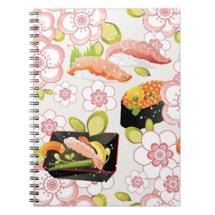 Japansk mat: Sushi Mönster 2 Anteckningsbok Med Spiral