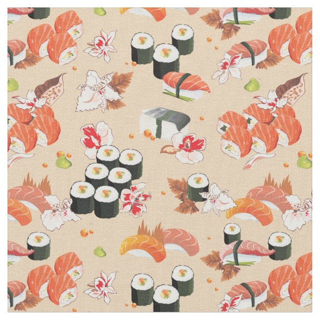 Japansk mat: Sushi Mönster 3 Tyg (Närbild)