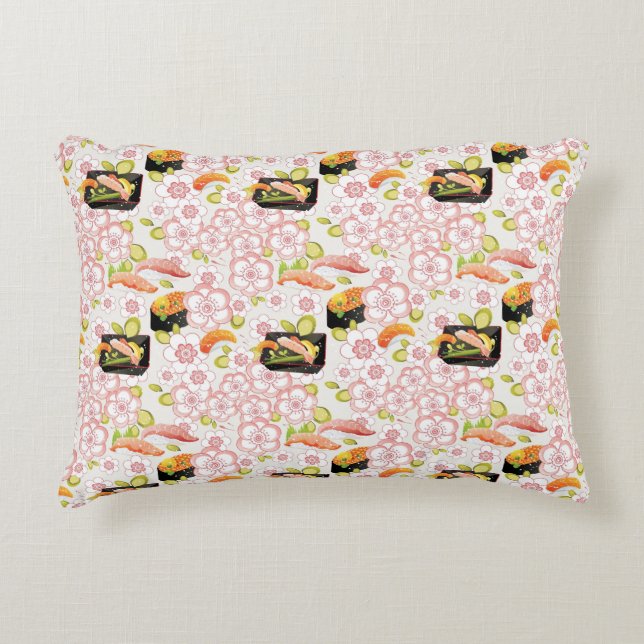 Japansk mat: Sushimönster 2 Prydnadskudde (Framsidan)