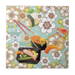 Japansk mat: Sushimönster 4 Kakelplatta