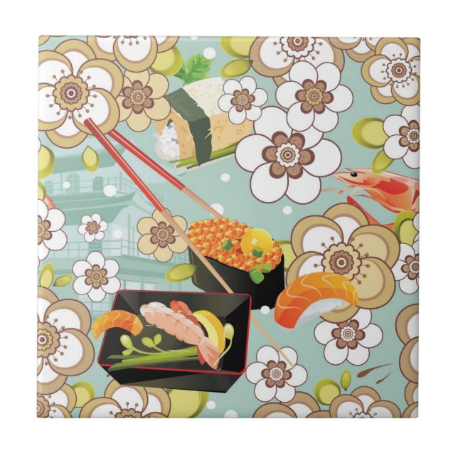 Japansk mat: Sushimönster 4 Kakelplatta (Framsidan)