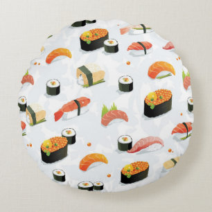 Japansk mat: Sushimönster Rund Kudde