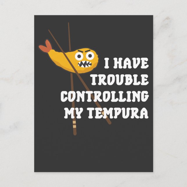 Japansk mat Tempura Chopsticks Fried Shrimps Vykort (Framsida)