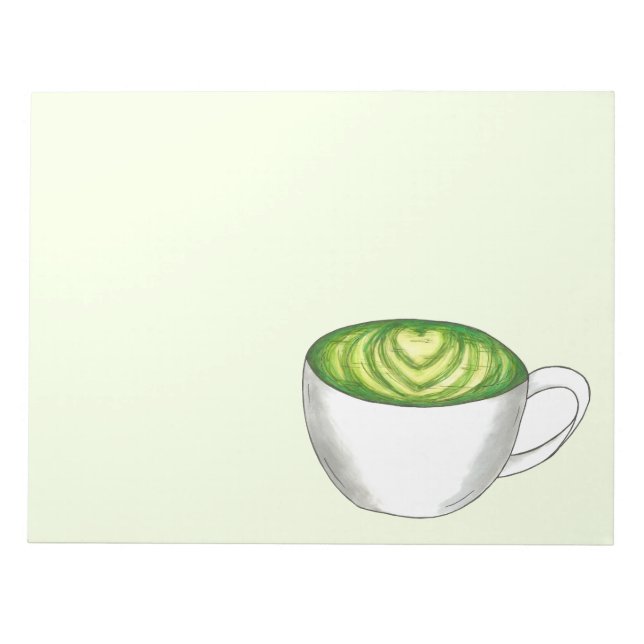 Japansk Matcha Grönt Tea Latte Tekopp Foodie Anteckningsblock (Framsida)