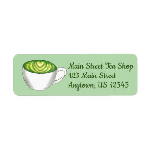 Japansk Matcha Grönt Tea Latte Tekopp Foodie Returadress Etikett