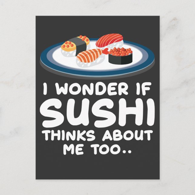 Japansk matkawaii Foodie Gift för Sushi Fläkt Vykort (Framsida)