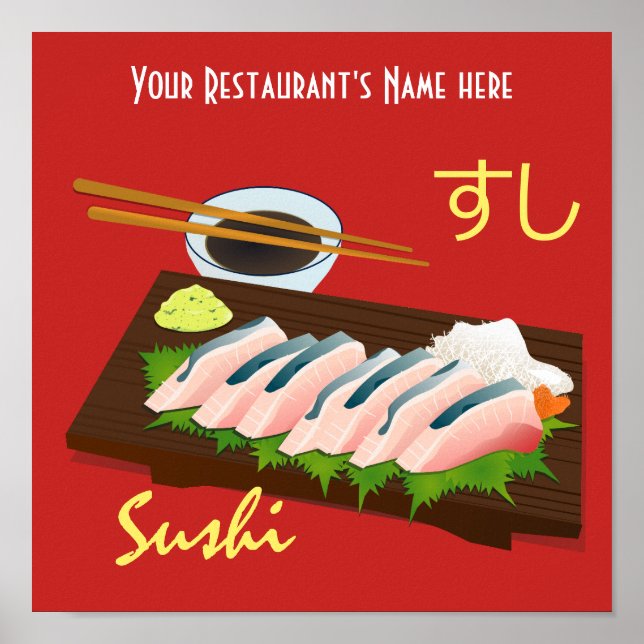 Japansk Meal Sushi Black Poster (Framsidan)