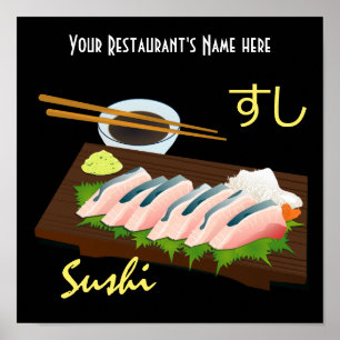 Japansk Meal Sushi Black Poster