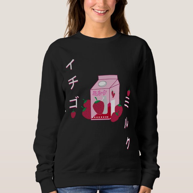 Japansk mjölk paketerar gåvajordgubbeMilkshake T Shirt (Framsida)