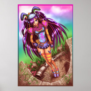 Japansk Mode Anime Girl Poster