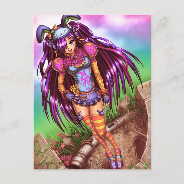 Japansk Mode Anime Girl Vykort (Framsida)