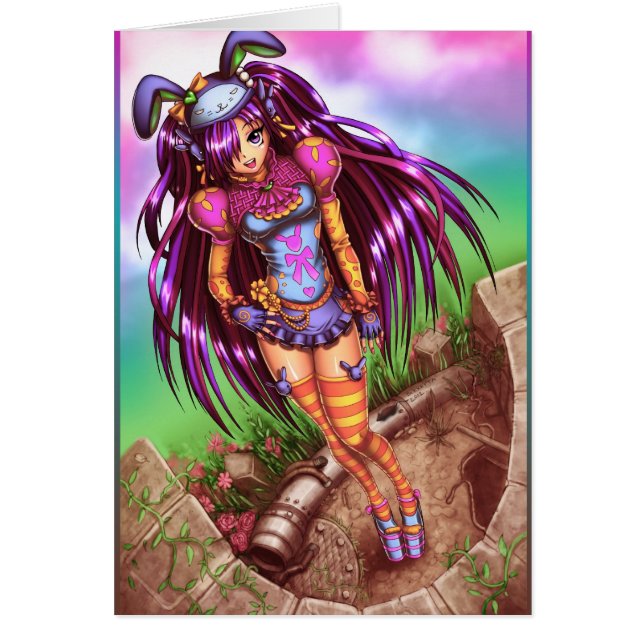 Japansk modeAnimeflicka Hälsningskort (Framsidan)