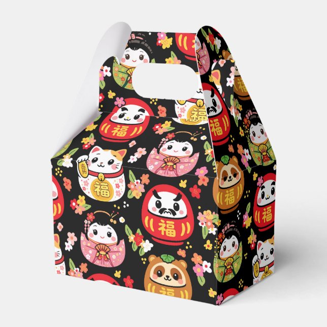 japansk mönster festgåva låda daruma presentaskar (Framsidan Sidan)