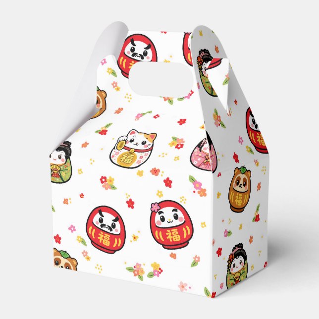 japansk mönster festgåva låda daruma presentaskar (Framsidan Sidan)