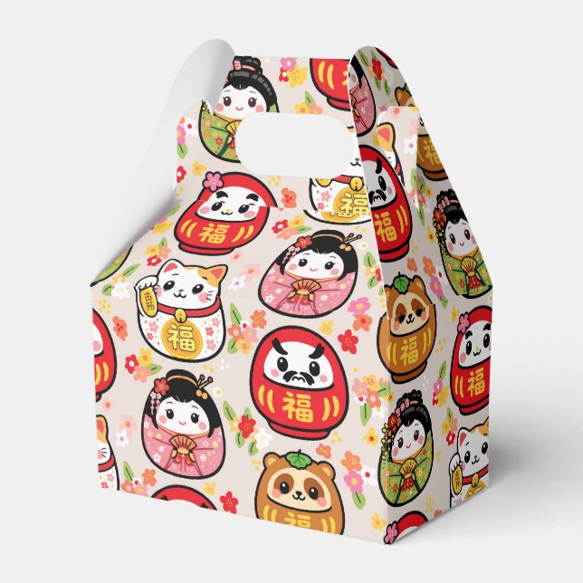 japansk mönster festgåva låda daruma presentaskar (Framsidan Sidan)