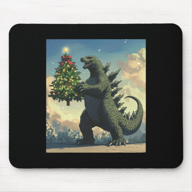 Japansk monster Kaiju som bär julgran  Musmatta (Framsidan)
