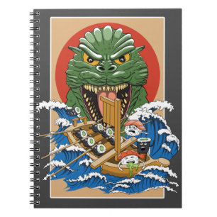 Japansk monster Sushi Älskare Anteckningsbok