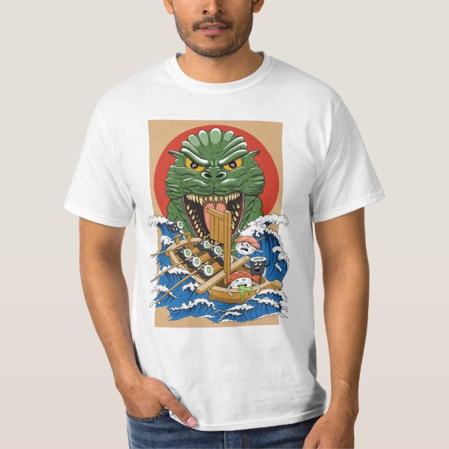 Japansk monster Sushi Älskare T Shirt (Framsida)