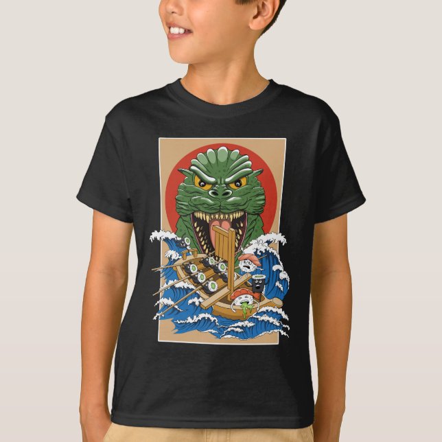 Japansk monster Sushi Älskare T Shirt (Framsida)