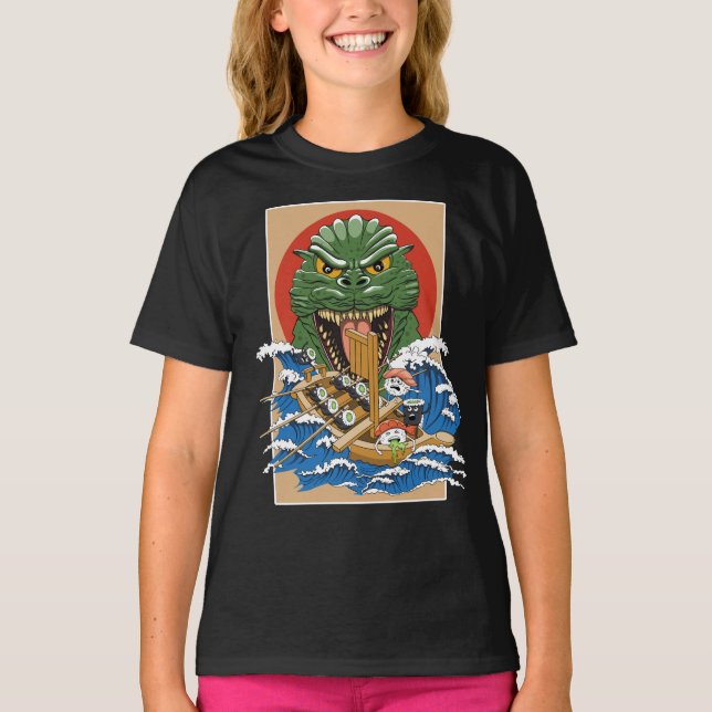 Japansk monster Sushi Älskare T Shirt (Framsida)
