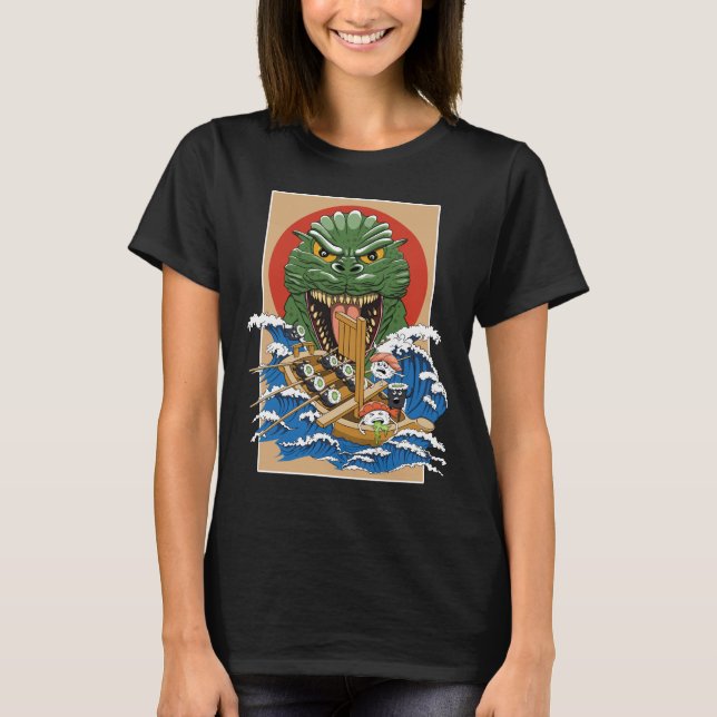 Japansk monster Sushi Älskare T Shirt (Framsida)