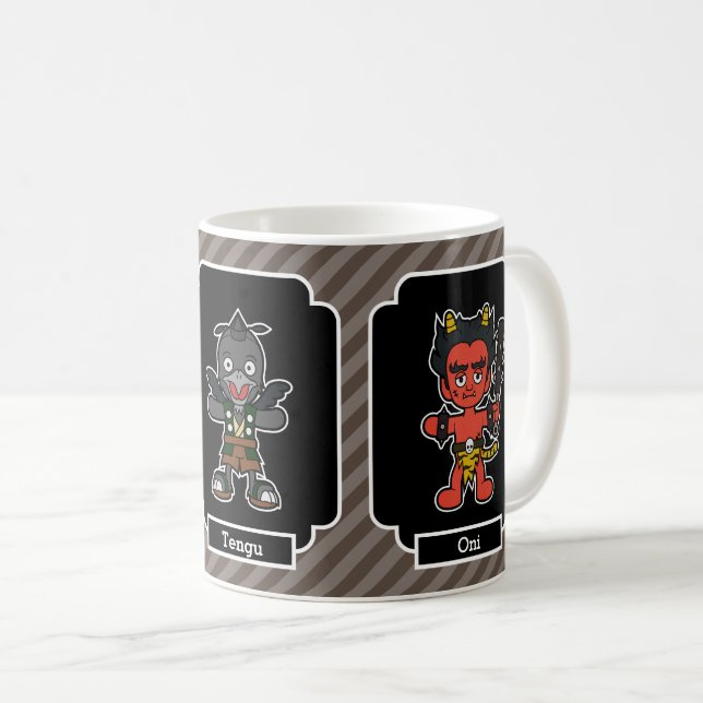 Japansk monster Trio: Yurei, Tengu och Oni Yokai Kaffemugg (Framsida höger)