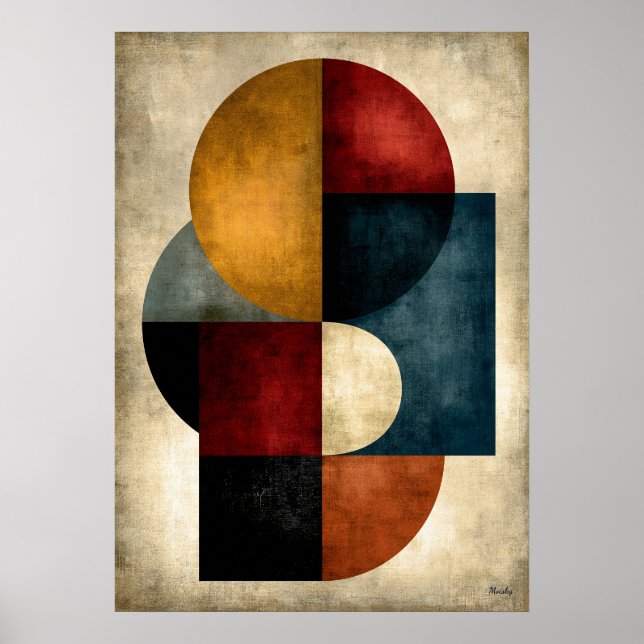 Japansk Monumental Geometrisk Abstrakt Väggkonst (Framsidan)