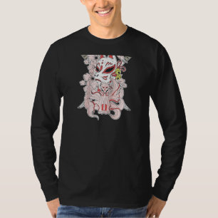 Japansk Mythical Creature Kitsune Mask Nine Taile T Shirt
