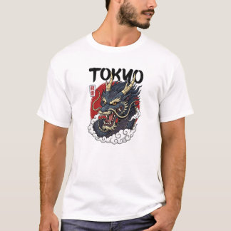 Japansk mytologisk drakkonstdesign t shirt