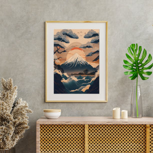 japansk natur med Mount Fuji Poster
