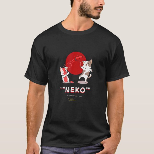 Japansk Neko Katt för katt män kvinnor T Shirt (Framsida)