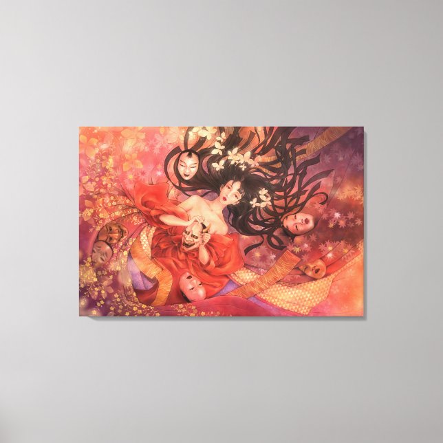 Japansk Noh Mask Fantasy Art Canvastryck (Framsida)